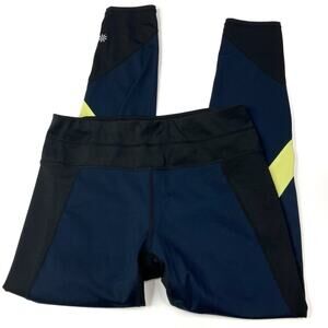 Athleta | Navy Black Athletic Mesh Ankle Leggings Womens Small